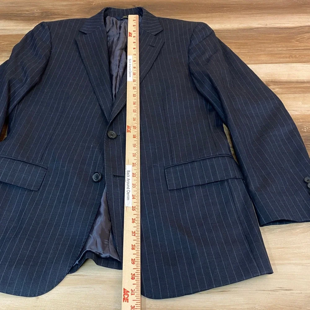 Brooks Brothers Sport Coat Mens 38R Pinstripe 2 Button Blazer Jacket Gray Blue